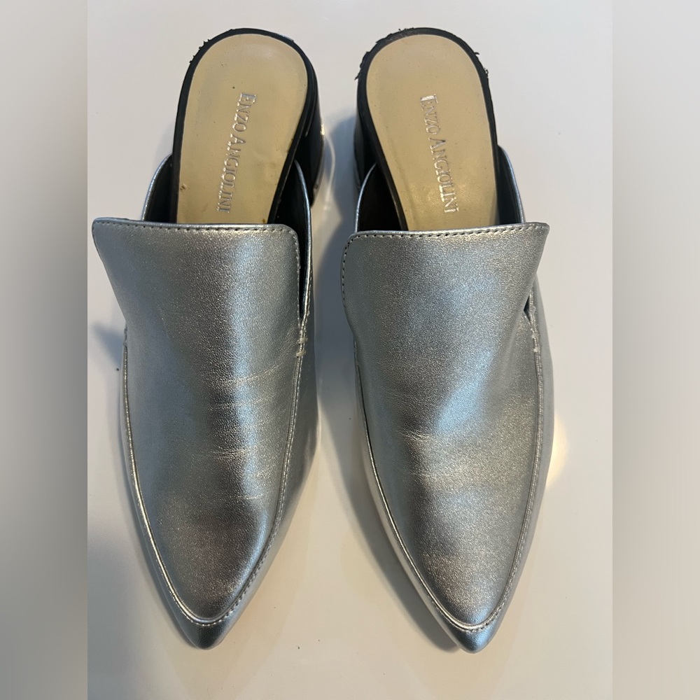 Franco Sarto Metallic Silver Slip-On Shoes